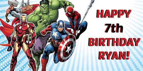 Personalized Avengers Banner For Marvel Superhero Birthday Etsy