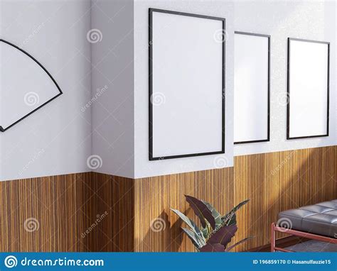 Photo Frame Realistic Mockup In The Art Gallery 3d Rendering 3d