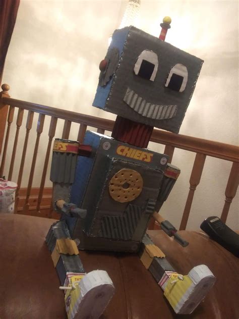 Cardboard Robot Cardboard Crafts Cardboard Robot Cardboard