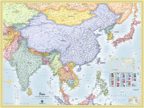 Asia Political Wall Map By Outlook Maps Mapsales