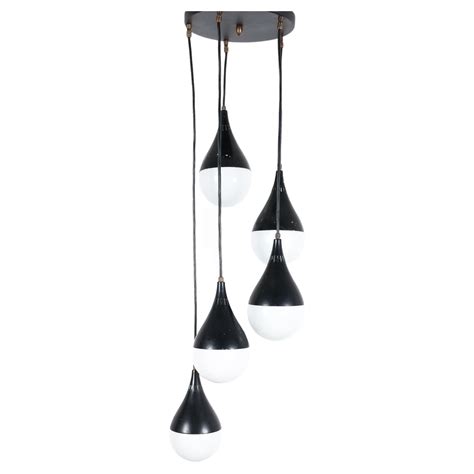 Stilnovo Black Pendant Lamp Opal Glass Circa 1950 For Sale At 1stdibs