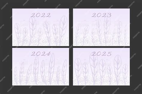 Premium Vector 2022 2023 2024 2025 Calendar Trendy Very Peri Lavender