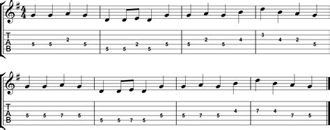 Simple G Major Melody Caged System Example 2 Bars 1 8