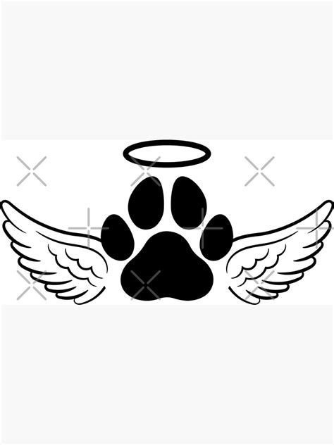 Dog Paw Print With Angel Wings And Halo Pet Memorial Pet Loss