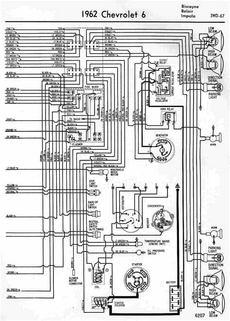 1962 Chevrolet 6 Biscayne, Belair and Impala Wiring ...