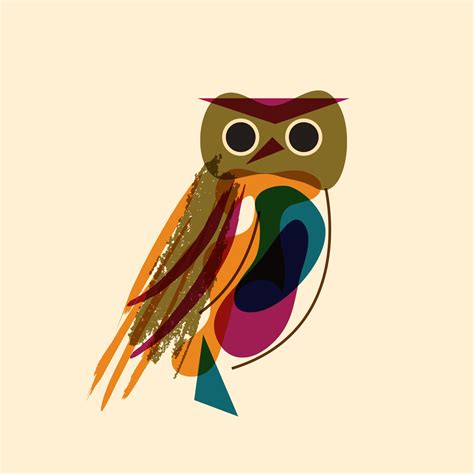 Animated Owl  Owl Quirky Owl Illustrated Owl Funny Owl Happy Owl