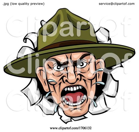 Illustration of cartoon angry looking army drill sergeant shouting at the viewer. Angry Army Bootcamp Drill Sergeant Cartoon by ...