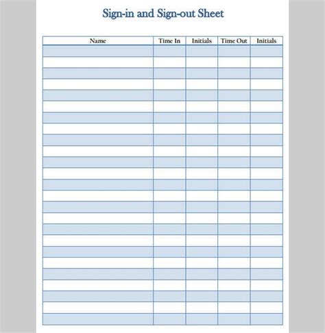 3 Best Sign In And Sign Out Templates