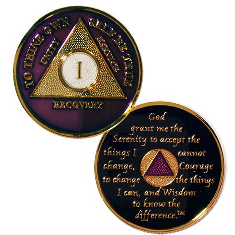 AA Medallions Purple / Gold (Years 1-50) NEW - Doing It Sober