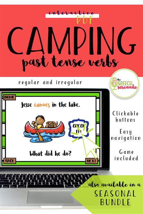 No Print Camping Regular And Irregular Past Tense Verbs Distance Learning