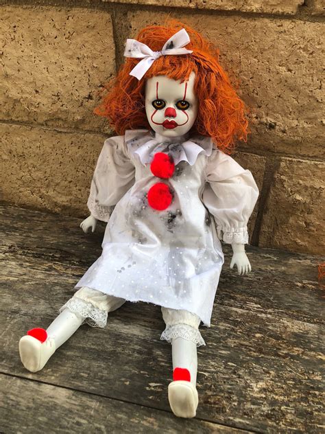 Ooak Sitting Sad Pennywise It Clown Creepy Horror Doll Art By Christie