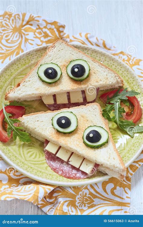 Funny Sandwich For Kids Lunch Stock Image Image Of Background Snack