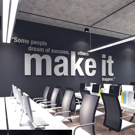 Make It Happen 3d Office Wall Art Pvc Typography Decor Etsy Office