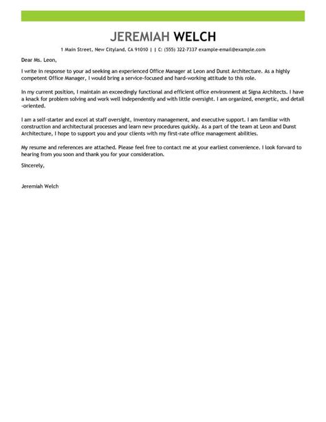 Professional Office Manager Cover Letter Examples Livecareer