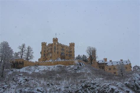 Hohenschwangau Castle In Bavarian Alps In Winter Time Germany