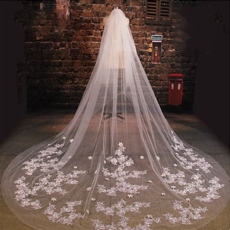 Cathedral Wedding Veil With Comb 3m Long Lace Mantilla Bridal Veil