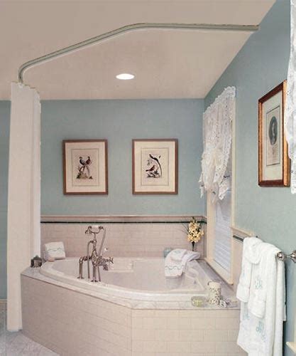 Check for any sagging near the middle. Trax Ceiling Mounted Shower Curtain Tracks | Corner tub ...