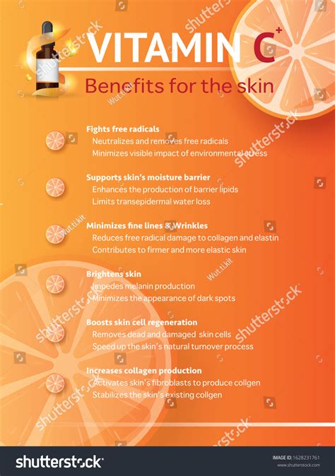 Vitamin C Benefits Skin Infographic Information Vector De Stock Libre