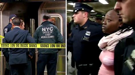woman arrested in fatal push of woman onto subway tracks in times square abc7 new york