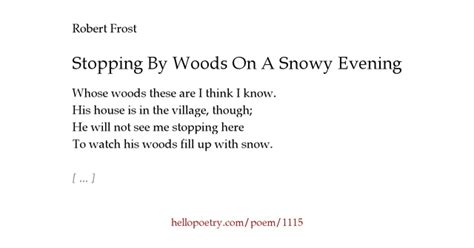 Stopping By Woods On A Snowy Evening By Robert Frost Hello Poetry
