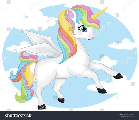 Cute Unicorn Sky Clouds Stock Vector Royalty Free 1577333347 Cute