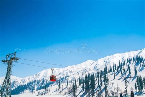 Cable Car At Snow Mountain In Gulmark Kashmir India Stock Image