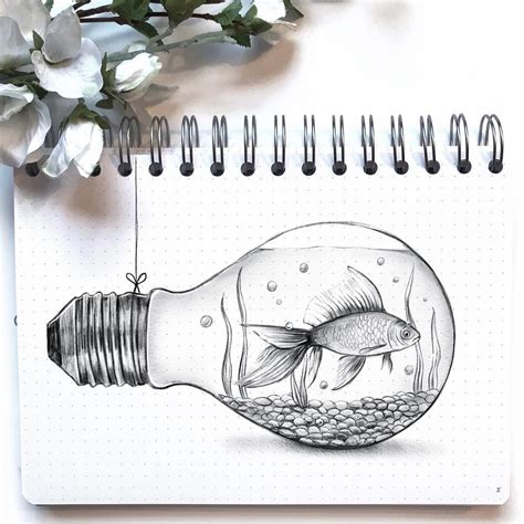 1300x962 close up pencil drawing of three filament light bulbs stock photo. If you can draw a fish inside a light bulb, then always ...