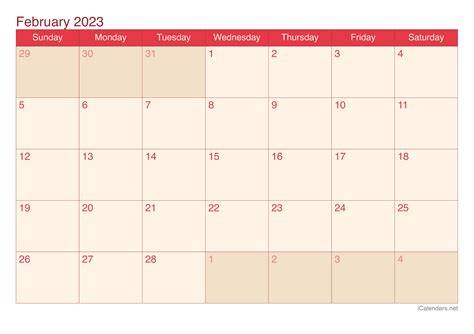 February 2023 Printable Calendar
