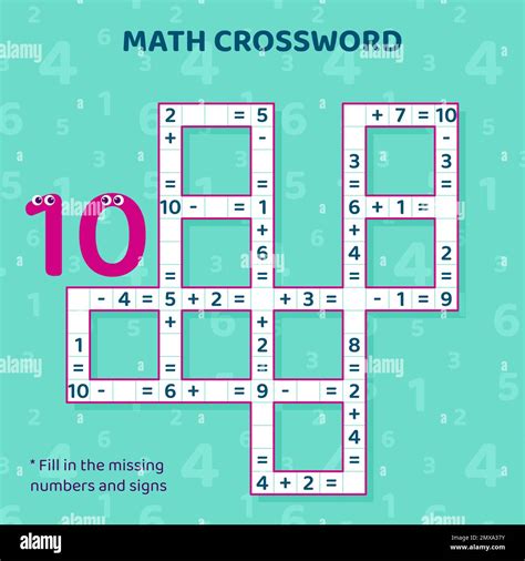Math Crossword Puzzle For Children Addition And Subtraction Stock