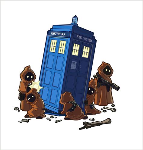 Jawas Dismantle The TARDIS In Humorous Fan Art Doctor Who Art Dark