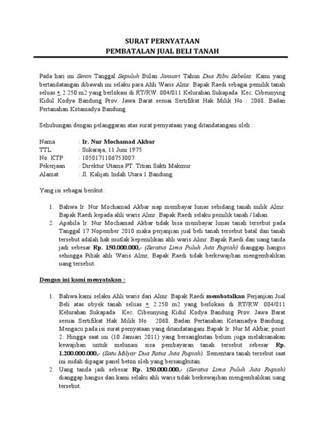 Detail Contoh Surat Permohonan Pembatalan Sertifikat Tanah Di Bpn