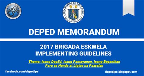 2017 Brigada Eskwela Implementing Guidelines Deped Lps