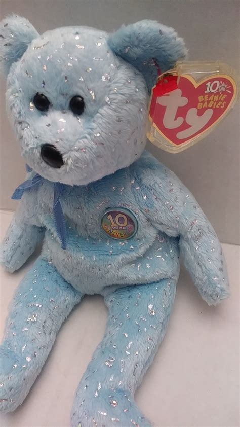 Ty Beanie Babies Decade 10 Year Anniversary Teddy 2003 Light Etsy