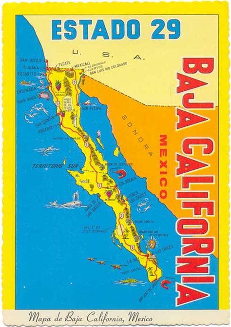 Postcardy The Postcard Explorer Map Baja California