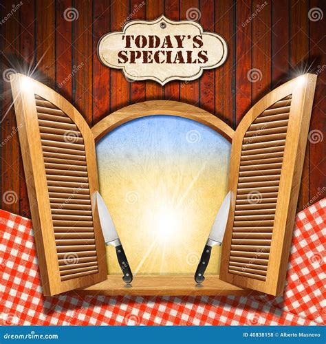 Today S Specials Menu On Wooden Window Stock Illustration