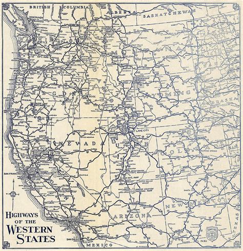 Highways Of The Western States United States Of America Road Map With