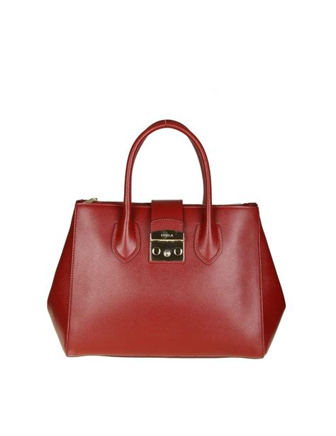 Furla Red Leather Handbag Lyst