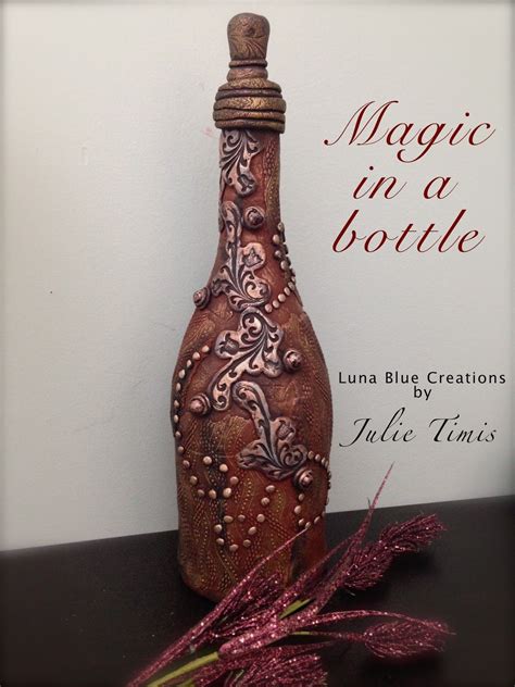 Luna Blue Creations Magic In A Bottle Polymer Clay Bottle Art Wine Bottle Crafts Bottle Crafts