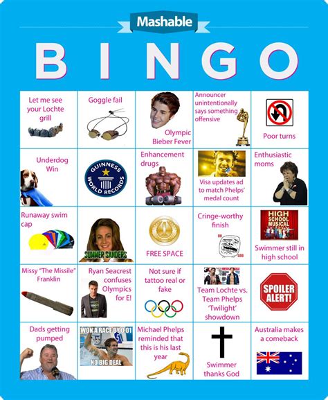 Its Time To Play Olympic Swimming Bingo Olympic Swimming Kids