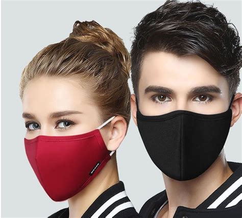 Cotton Black Mask Mouth Face Mask Anti Pm Dust With Activated Carbon Filter Korean Style