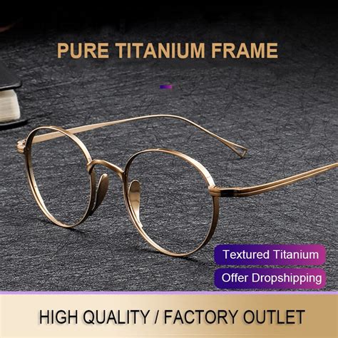 Fashion Pure Titanium Glasses Women Men Vintage Oval Myopia Optical Eyewear Prescription