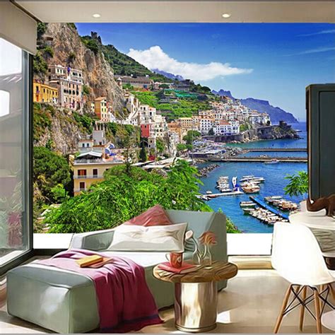 The Custom 3d Murals Italy Houses Marinas Mountains Positano Cities