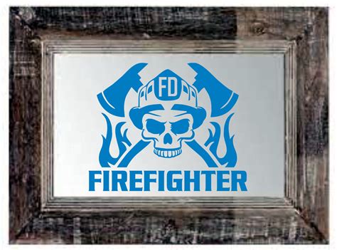Firefighter Skull And Axes Flames Firefighter Vinyl Decal