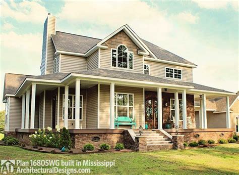 The american style of houses is a mixture of architectural styles transferred by immigrants from different countries. Country Farmhouse with Wraparound Porch - 16805WG ...