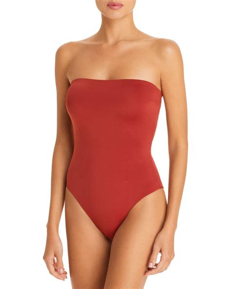 Haight Synthetic Alice Strapless One Piece Swimsuit In Maroon Red Lyst