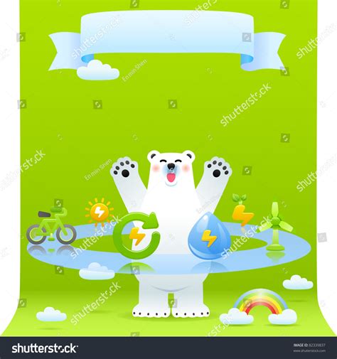 Cute Polar Bear Eco Elementvector Illustration Stock