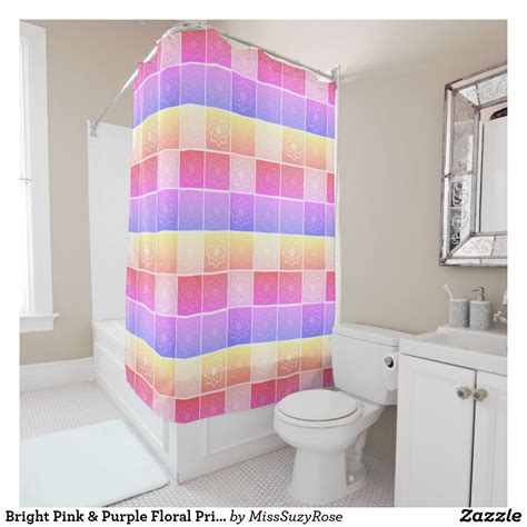 Choose a bold geometric wallpaper in bright contrasting colors for a fun, energetic space, such as a kitchen, sunroom, or beach house. Bright Pink & Purple Floral Print Pattern Shower Curtain ...