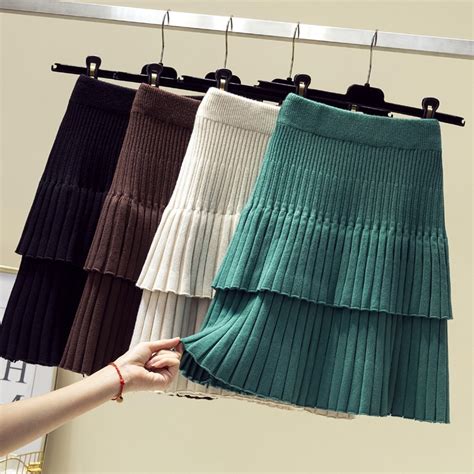 Minifalda Plisada De Punto Para Mujer Ropa De Otoño E Invierno Faldas Femeninas Coreanas De