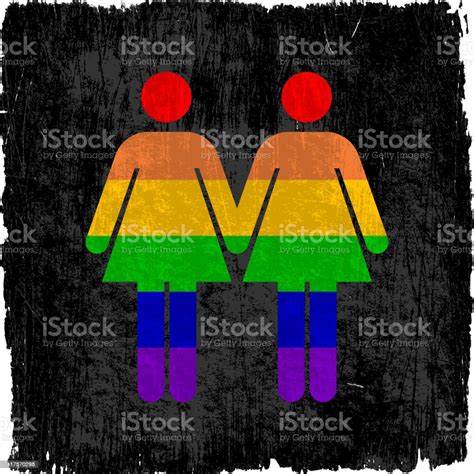 Lesbian Couple On Royalty Free Vector Background Stock Illustration