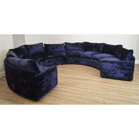 Mid Century Modern Blue Curved Circular Sectional Sofa Chairish